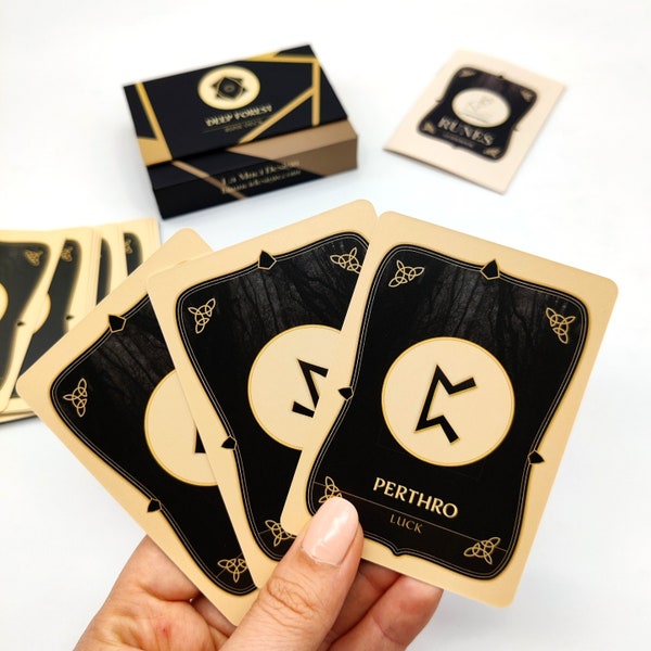 Rune Divination Card Set, Elder Futhark Symbols, Witchcraft and Pagan Reading Tools, 24 Card Spiritual Set