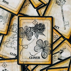Magic Lenormand Deck, Divination and Fortune-Telling Cards, 36-Card Deck, Poker Size, Yellow and Midnight Black Design, Lenormand Card Deck