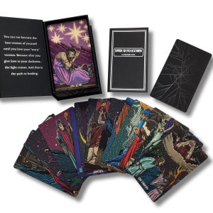 Tarotlek med guidebok för mörka reflektioner, tarotkort med skuggarbete, svarta förgyllda kanter, indie-tarotlek för nybörjare