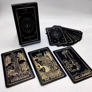 Black and Gold Tarot Deck, Rider Waite Style Tarot Cards With Gold Foil ...