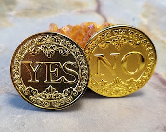 Yes No Gold Color Decision Coin, Divination Oracle Coin for Yes or No Questions, Lucky Gift