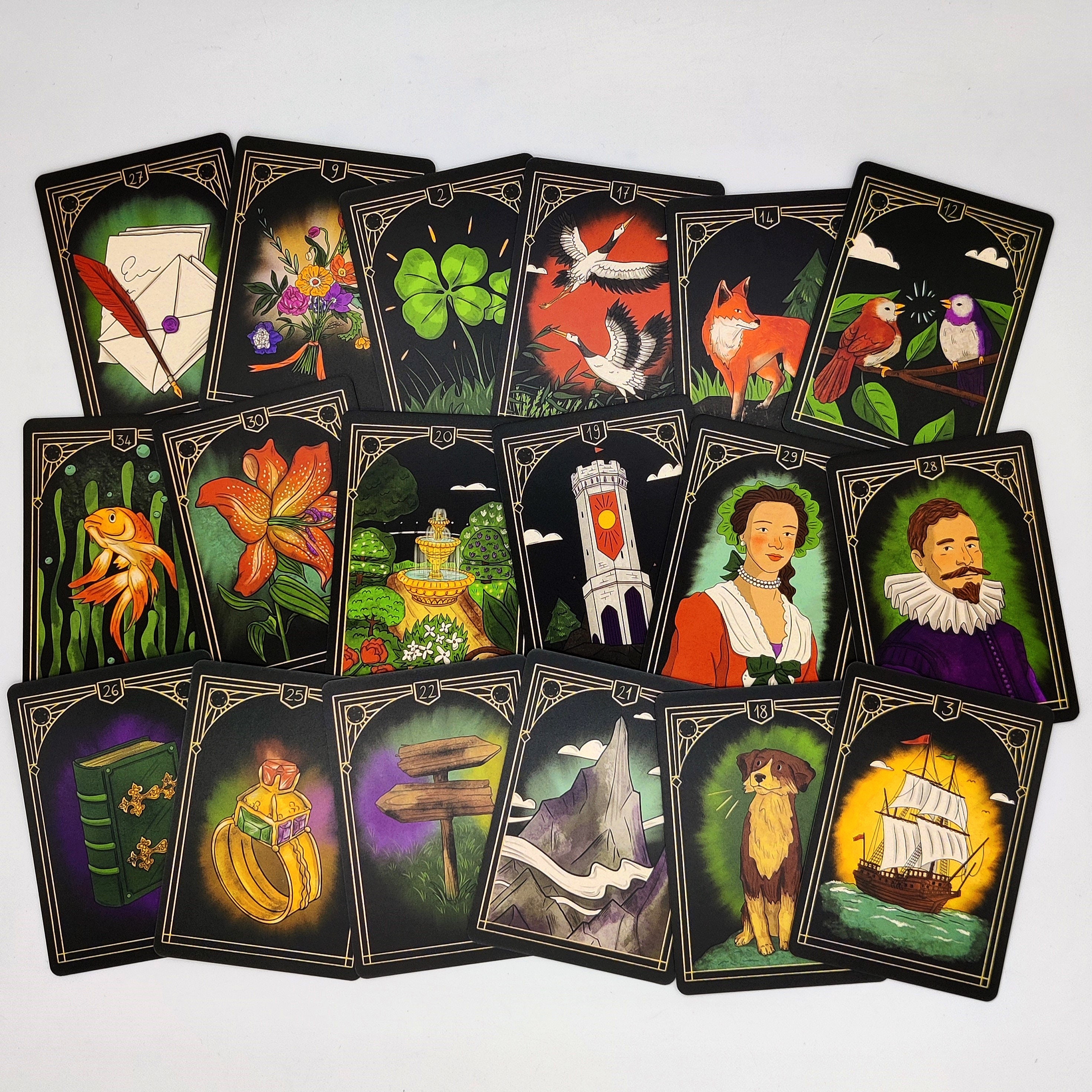 Lumiere Lenormand Deck, 36 Card Deck With Unique Border Lumiere Lenormand Deck, 36 Card Deck With Unique Border