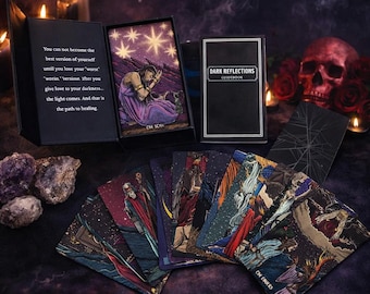 Dark Reflections Tarot Deck With Guidebook, Shadow Work Tarot