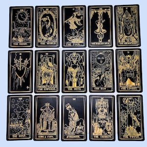 Black and Gold Tarot Deck, Rider Waite Style Tarot Cards With Gold Foil ...