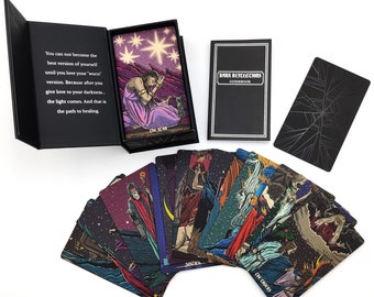 Tarot deck with guidebook, indie tarot deck, tarot deck, tarot cards deck, black tarot deck, tarot card deck, unique tarot deck