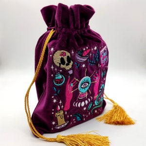 Bolsa de terciopelo de cubierta de tarot, bolsa de cubierta de tarot de terciopelo de seda de lujo, bolsa de cubierta de oráculo, bolsa de cartas de tarot, bolsa de bolsa para tarjeta de tarot, bolsa de bordado imagen 3