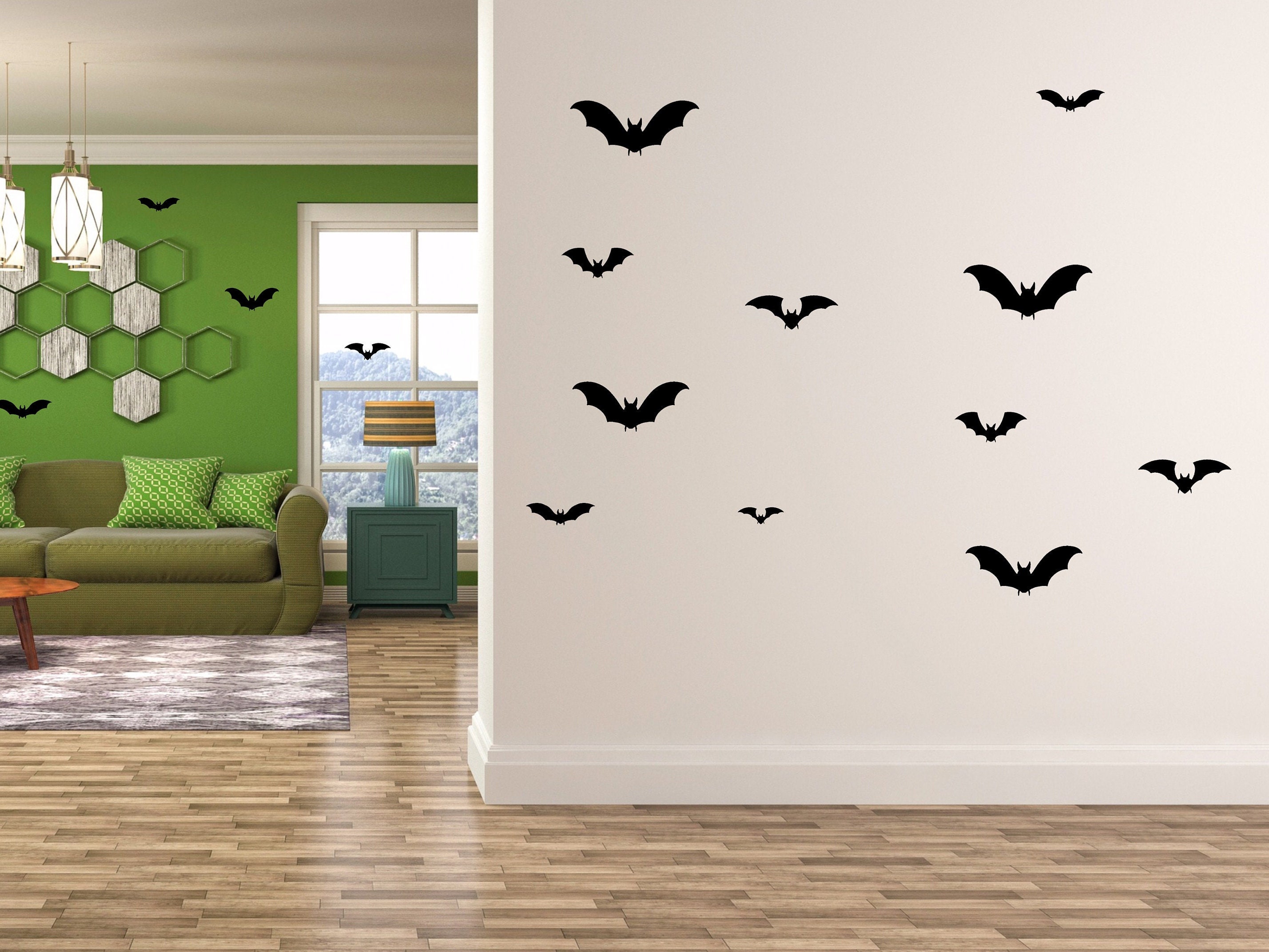 19 Halloween Bat Mega Set Black Vinyl Sticker Window Decoration Scary Party Kids