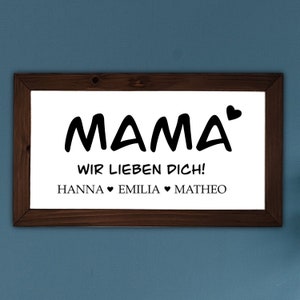 Personalisiertes Muttertagsgeschenk, Edle Mama-Fliese mit Holzrahmen, personalisierte Geschenke für Mama, Geschenk, Schild, Mama-Geschenk