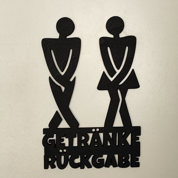 Türschild Getränkerückgabe Wandtattoo Pipi Lounge WC Bad Badezimmer aus Holz Selbstklebend