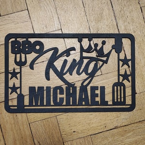 Grill Sign Personalized Gift for Men BBQ KING, Outdoor Kitchen Decoration, Gift for Grill Master grill corner sign
