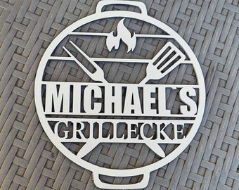 Personalized grill sign - BBQ grill area, outdoor kitchen, decoration - grill corner in 2 colors