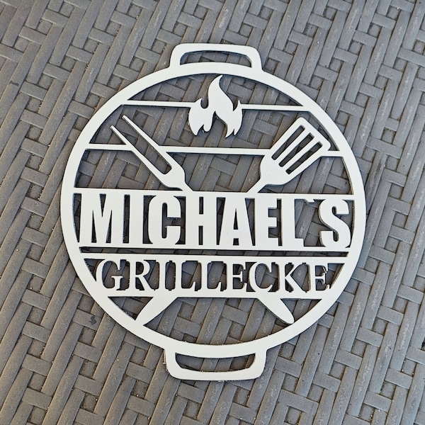 Personalisiertes Grill Schild - BBQ Grillplatz, Outdoorküche, Dekoration - Grillecke in 2 Farben