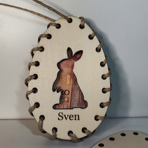 Geldgeschenk Holz Osterei Oster Geldgeschenk Einzigartige Holz-Hasen-Box als witziges Geldgeschenk zu Ostern auf Wunsch mit personalisierung