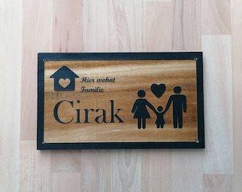 Türschild Familie, Namensschild Haustür und Familienschild Haustür, Türschild Familie personalisiert & Familien Schild Haustür