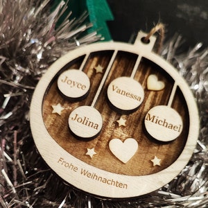 Personalized Christmas Bauble Tree Decoration Wooden Family Christmas Gift Mini Baubles