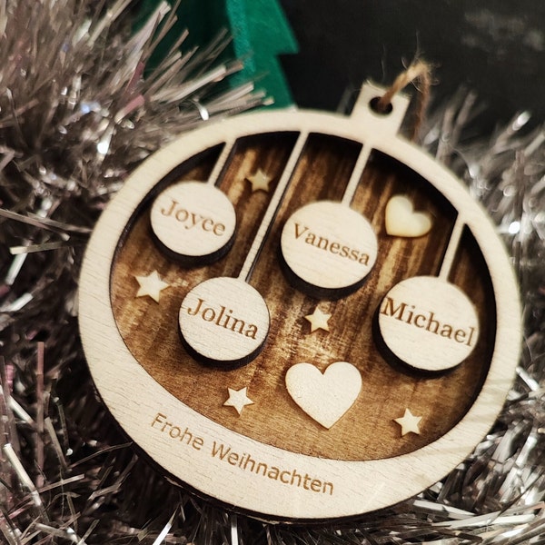 Personalisierte Weihnachtskugel Baum Dekoration Holz Familie Weihnachtsgeschenk Mini Kugeln