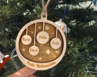 Personalized Christmas bauble tree decoration wooden family Christmas gift mini baubles
