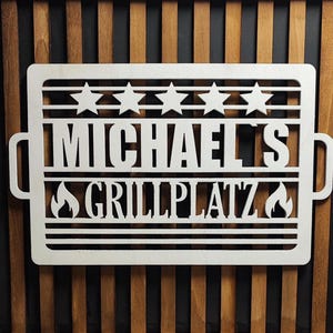 Personalized rectangular grill sign - BBQ grill area for the outdoor kitchen, decoration - grill corner in 2 colors