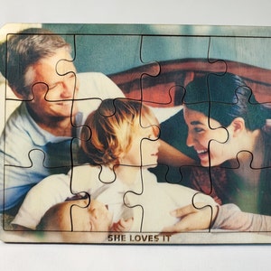 Personalized Gift - Photo Puzzle Wood for Wedding, Birth, Engagement, Baptism, Desired Motif Family Photos as a Memory to Display