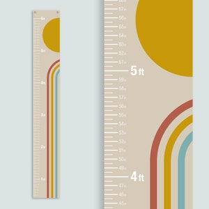 Personalized Rainbow Height Chart: Mid-Century Modern Kids Growth Tracker