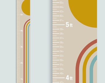 Personalized Rainbow Height Chart: Mid-Century Modern Kids Growth Tracker