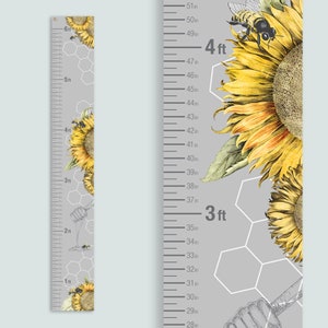 Honeybee Sunflowers Height Chart -- Personalized Growth Chart to Track Children's Height (Indoor/Outdoor Use)