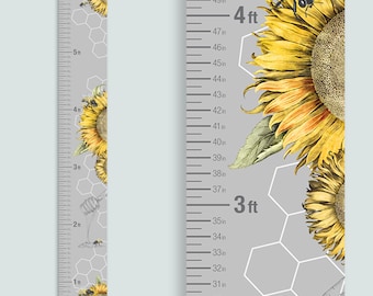 Personalized Sunflower Honeybee Height Chart: Kids Growth Tracker (Indoor/Outdoor)