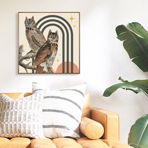 Great Horned Owl Wall Art – Winged Wonders Vintage Audubon Illustrations Mid Century Modern Bird Art