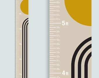 Personalized Rainbow Height Chart: Mid-Century Modern Kids Growth Tracker