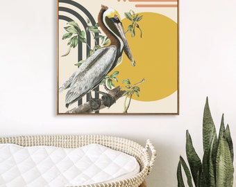 Brown Pelican Wall Art – Winged Wonders Vintage Audubon Illustrations Mid Century Modern Bird Art