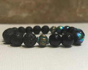 Essential oil diffuser bracelet, lava bead bracelet, aromatherapy lava bead bracelet, beaded bracelet