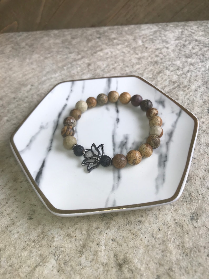 jasper bracelet aromatherapy bracelet essential oil diffuser bracelet lotus flower bracelet Women/'s lava stone diffuser bracelet