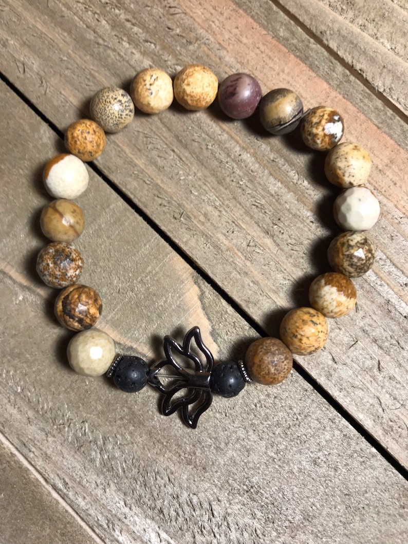 jasper bracelet aromatherapy bracelet essential oil diffuser bracelet lotus flower bracelet Women/'s lava stone diffuser bracelet