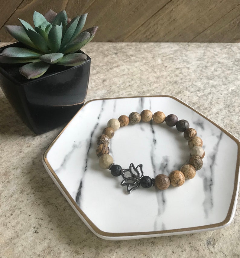 jasper bracelet aromatherapy bracelet essential oil diffuser bracelet lotus flower bracelet Women/'s lava stone diffuser bracelet