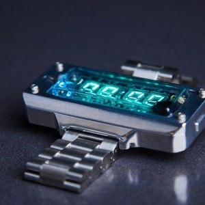 Nixie Tube Watch Cyber VFD Unique Wrist Watches with Visual Effects and Blue Tube Illumination