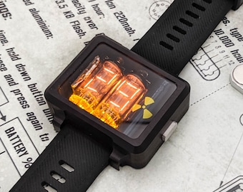 Nixie Tube Wrist Watch wristwatch clock tubes IV-16 Atomic Numitron (Metal,Dust Protected) Futuristic Metro Retro SciFi nixie watch