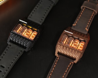 Nixie Tube Wrist Watch wristwatch clock tubes IV-16 Futuristic Numitron (Metal,Sapphire,Splash Resistant) Futuristic Metro Retro SciFi