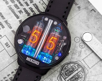 Nixie Tube Wrist Watch wristwatch clock gas discharge tubes IN-16 Nixoid next (Metal,Sapphire,Splash Resist) Futuristic Metro Retro SciFi