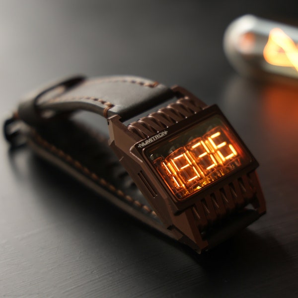 Nixie Tube Wrist Watch wristwatch clock tubes IV-16 Futuristic Numitron (Metal,Sapphire,Splash Resistant) Futuristic Metro Retro SciFi