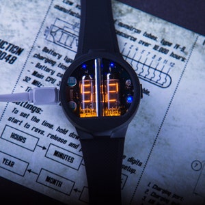 Nixie Tube Wrist Watch wristwatch clock tubes IV-9 Numitron Futuristic Metro Retro SciFi nixie watch