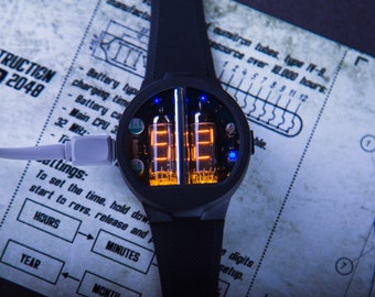 Nixie Tube Wrist Watch wristwatch clock tubes IV-9 Numitron Futuristic Metro Retro SciFi nixie watch