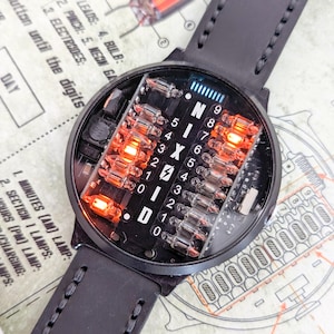 Neonix Nixie Tube Wrist Watch wristwatch clock neon lamps Nixoid (Metal,Splash Resist) Futuristic Metro Retro SciFi 10mm