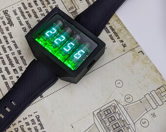 ニキシー管腕時計、緑色のネオン管、IV-3、ニクソイド時代、VFD、未来