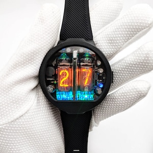 Nixie Tube Wrist Watch wristwatch clock tubes IN-16 Nixoid next (Metal,Splash Resist) Futuristic Metro Retro SciFi Plastic
