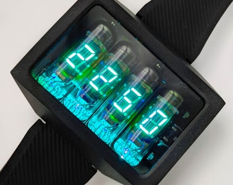 ニキシー管腕時計 腕時計 時計 グリーン ネオン管 IV-3 Nixoid ERA VFD