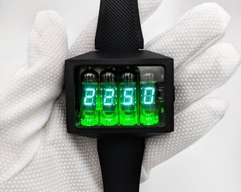 ニキシー管腕時計 腕時計 時計 グリーン ネオン管 IV-3 Nixoid ERA VFD