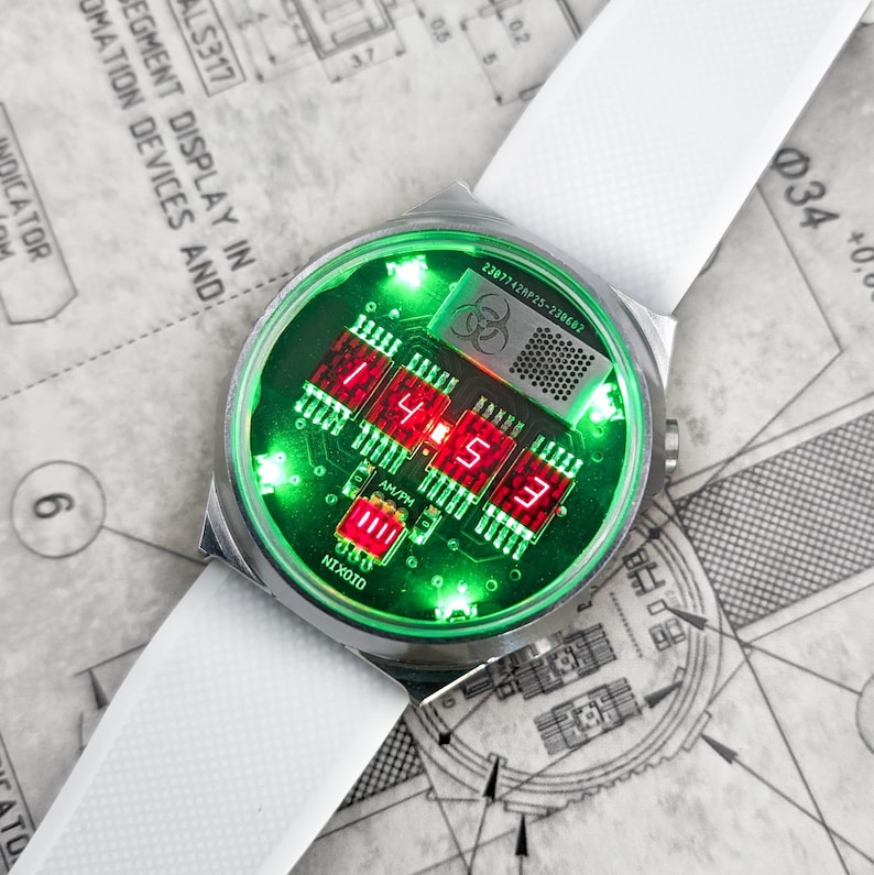 Rare Watch wristwatch clock 'Red Time' (Metal, Splash Resistant, sapphire ) Futuristic Metro Retro SciFi image 1