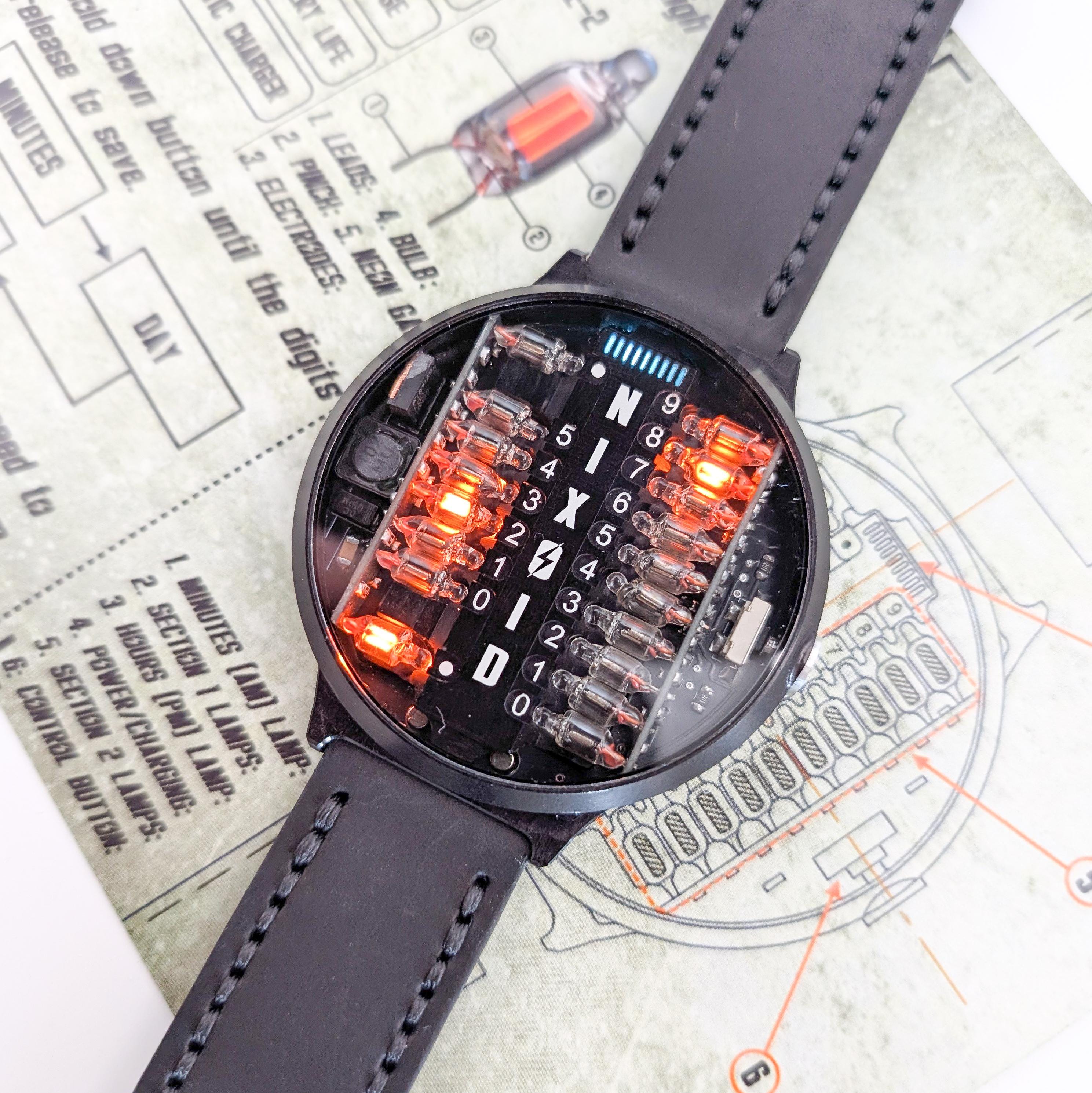 Neonix Nixie Tube Wrist Watch Wristwatch Clock Neon Lamps Nixoid
