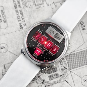 Rare Watch wristwatch clock 'Red Time' (Metal, Splash Resistant, sapphire ) Futuristic Metro Retro SciFi image 3