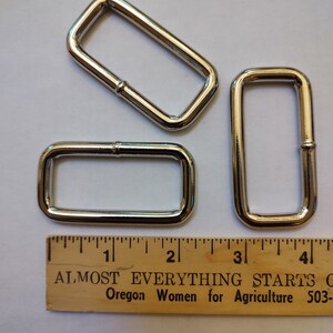 5 (Five) Silver Metal Rectangular Welded 1/4&quot; Wire Loops / Square Buckles ID 2&quot; x .75&quot;